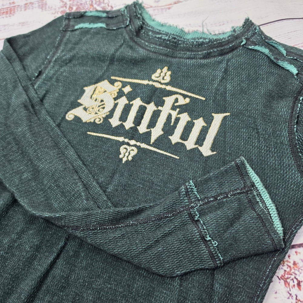 Sinful Affliction Thermal Top Womens S Green Excellent Reversible Y2K Grunge - Picture 6 of 8